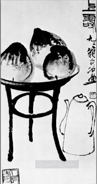 Melocotones Qi Baishi chino tradicional Pinturas al óleo